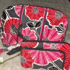 Vera Bradley Retired Cherry Blossom Pattern Cosmetic bag and Wristlet Set